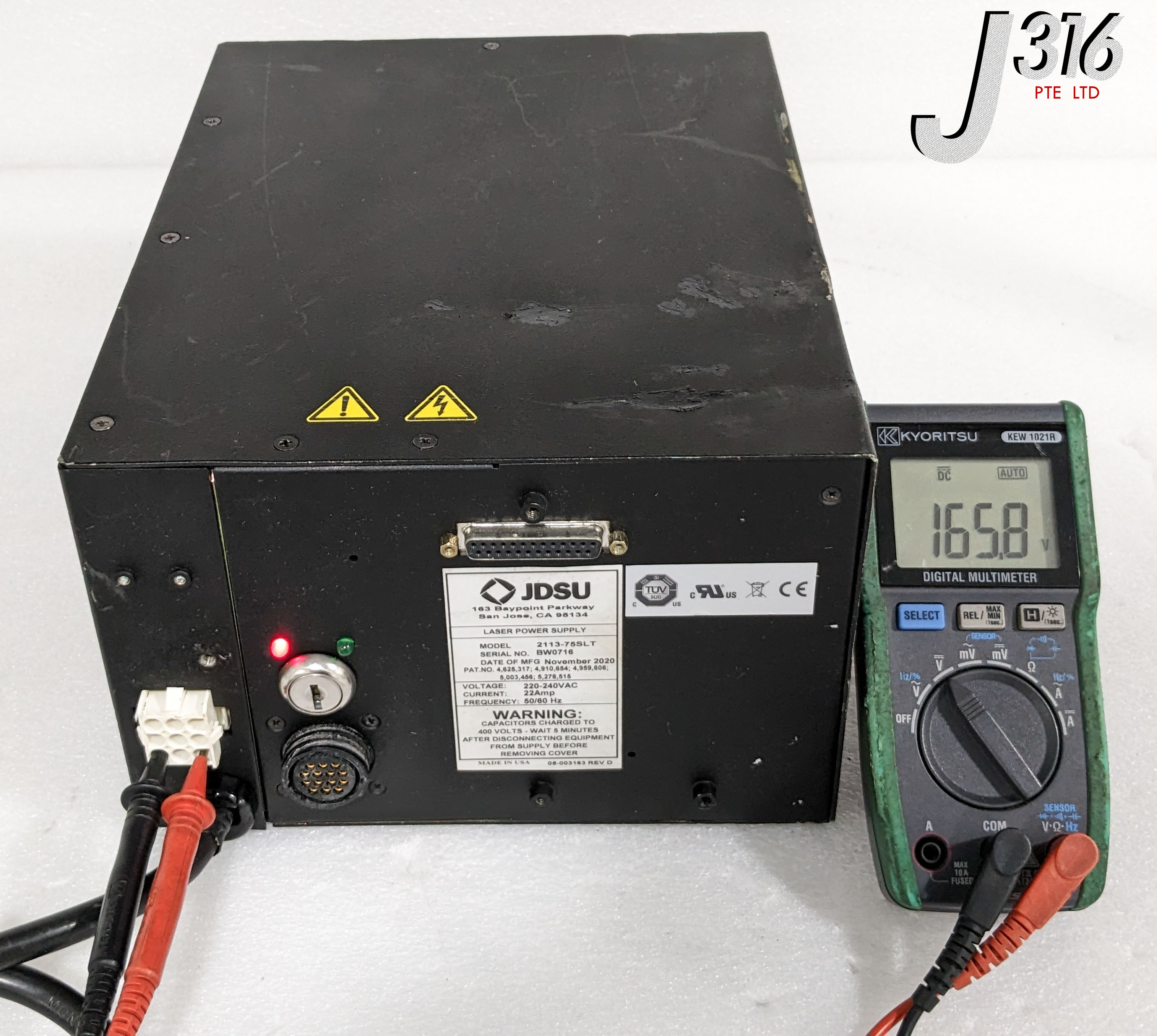 34723 JDS UNIPHASE ARGON LASER HEAD W/ POWER SUPPLY 2113-75SLT